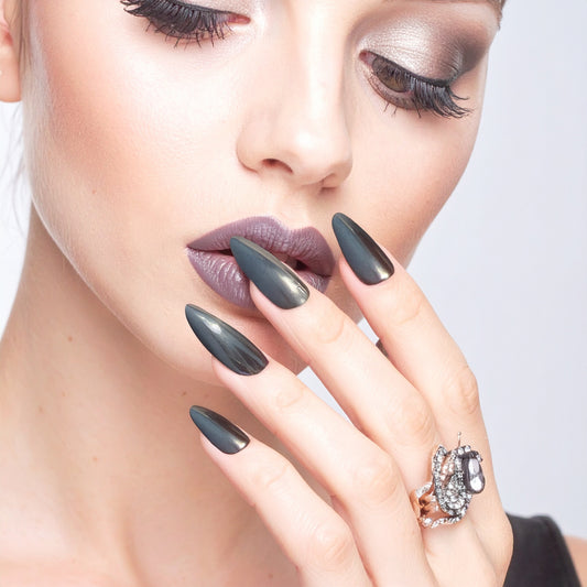 Black Chrome Luxe - Neon Nails