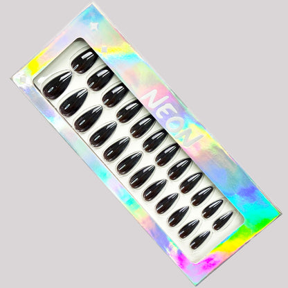 Black Chrome Luxe - Neon Nails